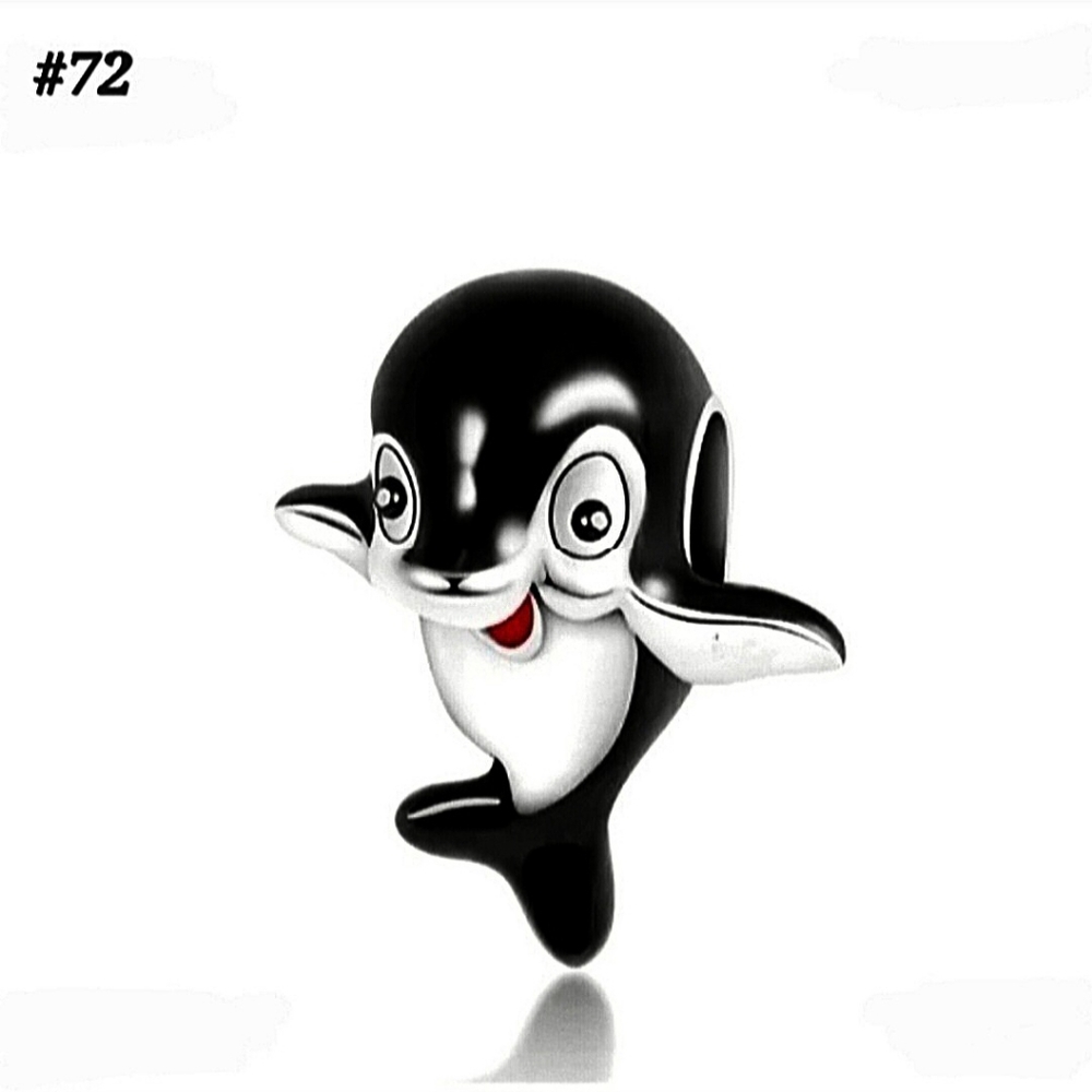 #72 Black White Orca Killer Whale Character Charm